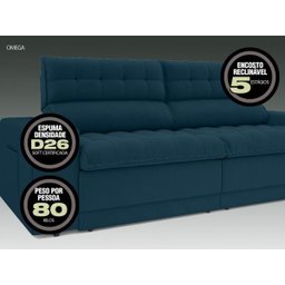 Sofá Omega 2,00M Assento Retrátil e Reclinável Velosuede Royal - NetSofás - 2