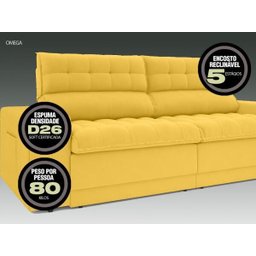 Sofá Omega 2,00M Assento Retrátil e Reclinável Velosuede Canário - NetSofás - 2