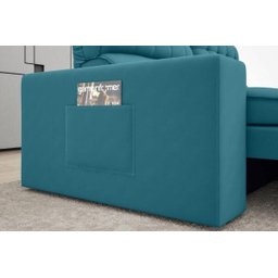 Sofá Omega 2,00M Assento Retrátil e Reclinável Velosuede Turquesa - NetSofás - 6