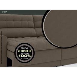 Sofá Omega 2,00M Assento Retrátil e Reclinável Velosuede Marrom - NetSofás - 4