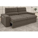 Ver imagem 2 de Sofá Omega 2,00M Assento Retrátil e Reclinável Velosuede Marrom - NetSofás