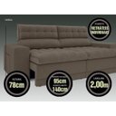 Ver imagem 4 de Sofá Omega 2,00M Assento Retrátil e Reclinável Velosuede Marrom - NetSofás