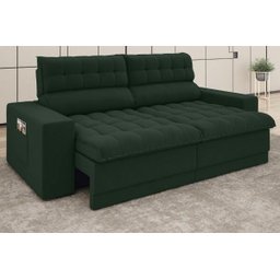 Sofá Omega 2,00M Assento Retrátil e Reclinável Velosuede Verde - NetSofás - 1