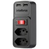 Adaptador de Tomada Intelbras Preto - 2 Tomadas e 2 Usb- Eac 202 - 2