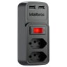 Adaptador de Tomada Intelbras Preto - 2 Tomadas e 2 Usb- Eac 202 - 3