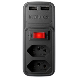 Adaptador de Tomada Intelbras Preto - 2 Tomadas e 2 Usb- Eac 202 - 1