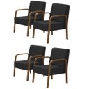 Ver imagem 1 de Kit 4 Poltronas Decorativas 1 Lugar Jade Braço Madeira D Salla Tecido Sintético (Courino) Preto