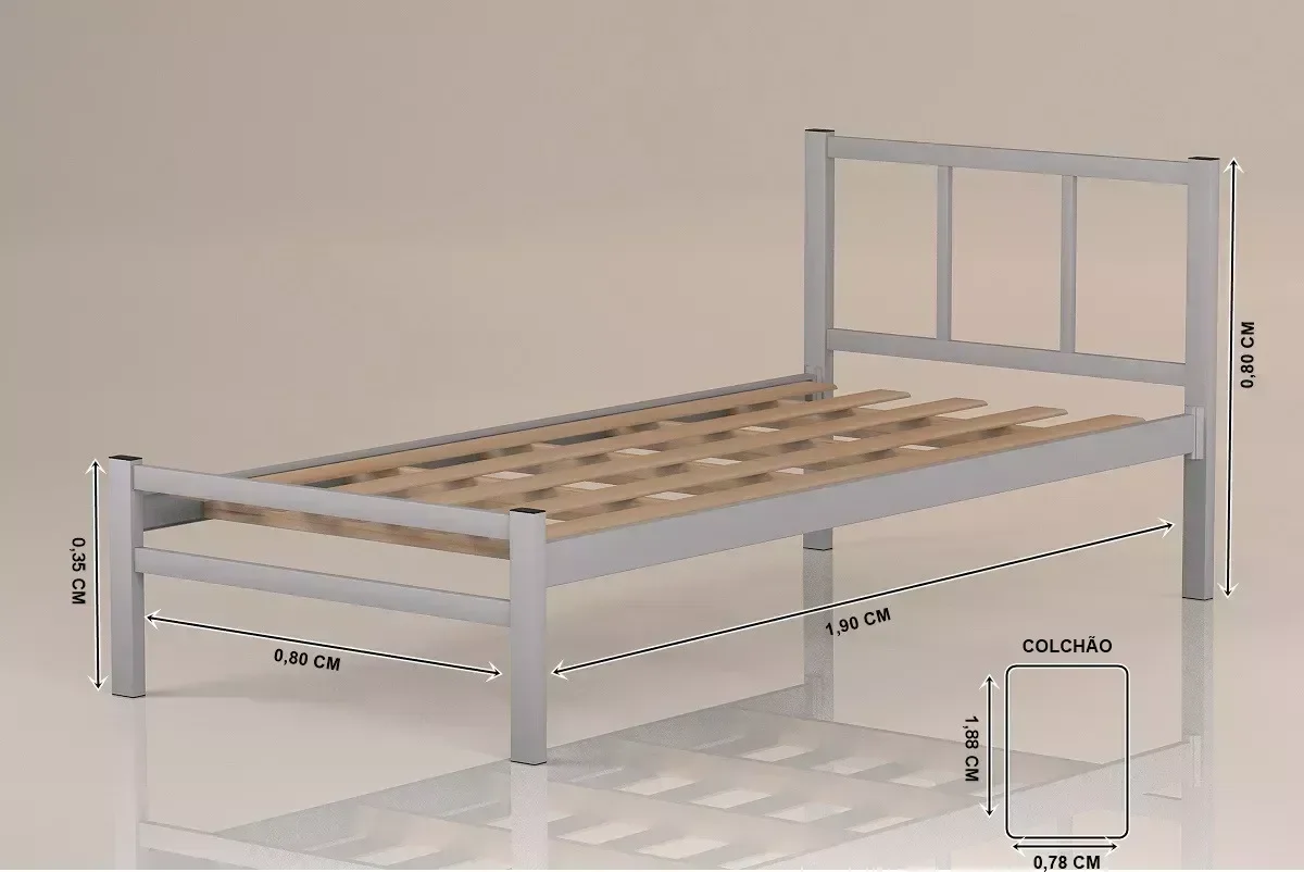 Ver imagem 2 de Cama Tubolar Solteiro em Aço Reforçada Alojamento, Pousadas.:branco