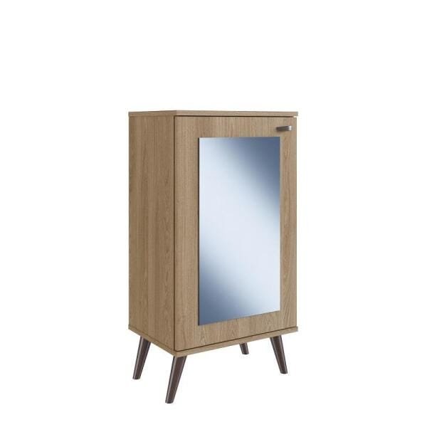Sapateira Retrô com Espelho, 1 Porta e 3 Prateleiras Oak - 2