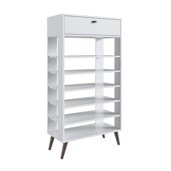 Sapateira Retrô 05 Prateleiras 01 Gaveta 68cm Linha Sp Sp030 Completa Móveis - Branco - 2