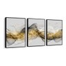 Quadros Decorativos Abstrato Dourado Efeito Ondas Luxo Sala Moldura - 1
