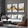 Quadros Decorativos Abstrato Dourado Efeito Ondas Luxo Sala Moldura - 2