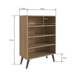 Estante para Livros Retrô com 4 Prateleiras 87 Cm Cor:oak - 3