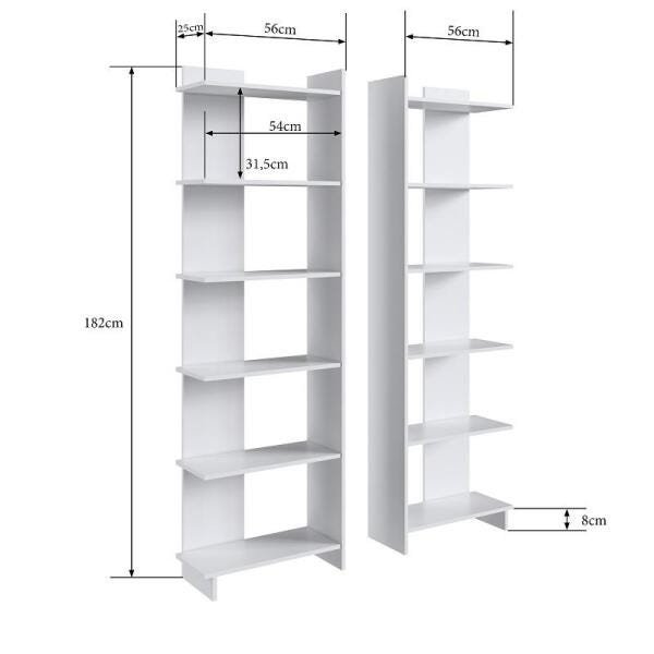 Estante Livreiro com 06 Prateleiras 56cm Linha Est Est140 Completa Móveis - Branco - 3