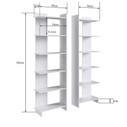 Estante Livreiro com 06 Prateleiras 56cm Linha Est Est140 Completa Móveis - Branco - 3