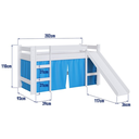 Ver imagem 2 de Cama Infantil Elevada com Escorregador e Cortina Branco/Azul