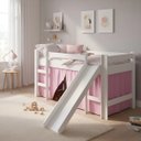 Ver imagem 1 de Cama Infantil Elevada Playground com Escorregador sem Colchao Rosa - Completa