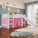 Ver imagem 3 de Cama Infantil Elevada Playground com Escorregador sem Colchao Rosa - Completa