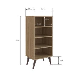 Estante Retrô com 03 Prateleiras 38,5cm Linha Est Est100 Completa Móveis - Oak - 3 Estante Retrô com 03 Prateleiras 38,5cm Linha Est Est100 Completa Móveis - Oak - 3