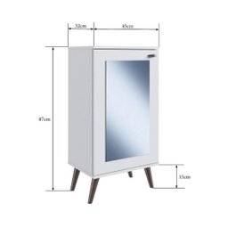 Estante Adega Retrô com Espelho 1 Porta 3 Prateleiras Branco - 4