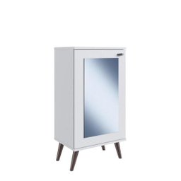 Estante Adega Retrô com Espelho 1 Porta 3 Prateleiras Branco - 2