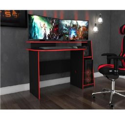 Mesa Gamer Escrivaninha Evolution Preto Vermelha - 1