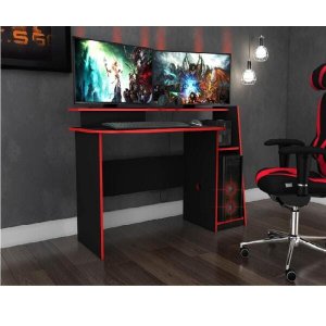 Mesa Gamer Escrivaninha Evolution Preto Vermelha