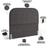 Cabeceira Cama Box King 195cm Orgânica Lanna W01 Linho Cinza Escuro - Lyam Decor - 4