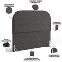 Ver imagem 4 de Cabeceira Cama Box King 195cm Orgânica Lanna W01 Linho Cinza Escuro - Lyam Decor
