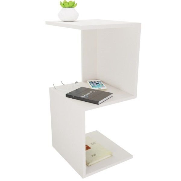 Kit 2 Mesa de Cabeceira Tipo S Branco para Quarto Mvd Móveis - 2