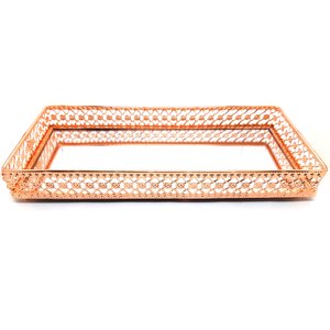 Bandeja Espelhada Decorativa Rosé Cozinha Lavabo Sala 25x13