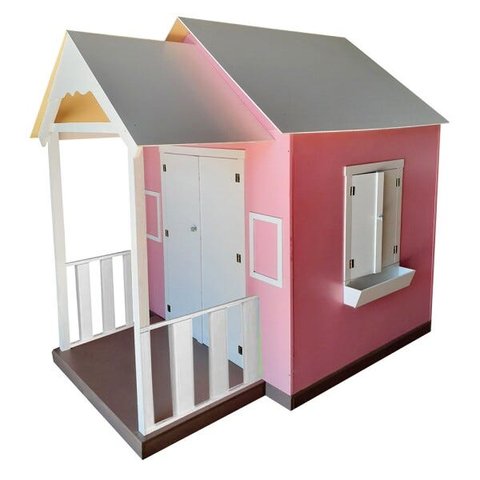 Casinha de Brinquedo com Varanda Rosa - Criança Feliz