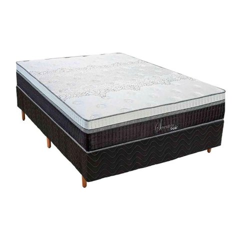 Cama Box Casal: Colchão Molas Ensacadas Polar Masterpocket Serenatta + Base Rústico Black(138x188)
