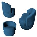 Ver imagem 2 de Kit Namoradeira + 2 Poltronas Decorativa Beatriz Orgânica Bouclé Azul Marinho