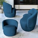 Ver imagem 1 de Kit Namoradeira + 2 Poltronas Decorativa Beatriz Orgânica Bouclé Azul Marinho