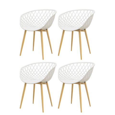 Kit 4 Cadeiras Clarice Rivatti Polipropileno Branco Base Metal