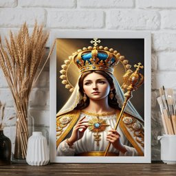 Quadro Nossa Senhora da Conceição 24x18cm - com Vidro:moldura Branca - 1