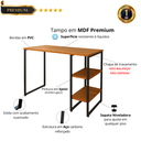 Ver imagem 2 de Mesa Escrivaninha Estilo Industrial com Prateleiras 100x50cm Mdf Premium Freijó e Aço Cor Preto