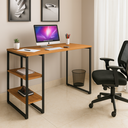 Ver imagem 4 de Mesa Escrivaninha Estilo Industrial com Prateleiras 100x50cm Mdf Premium Freijó e Aço Cor Preto