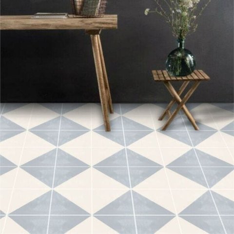 Adesivo para Piso Losango Azul Claro Lavável Antiderrapante