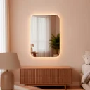 Ver imagem 1 de Espelho Decorativo de Parede Orgânico com Led Frio Retangular 55x75 para Sala Quarto Banheiro Hall