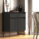 Ver imagem 2 de Aparador Buffet Zeus EJ Móveis 93cm 3 Portas Gaveta Sala de Jantar MDF: Preto