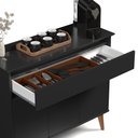 Ver imagem 4 de Aparador Buffet Zeus EJ Móveis 93cm 3 Portas Gaveta Sala de Jantar MDF: Preto