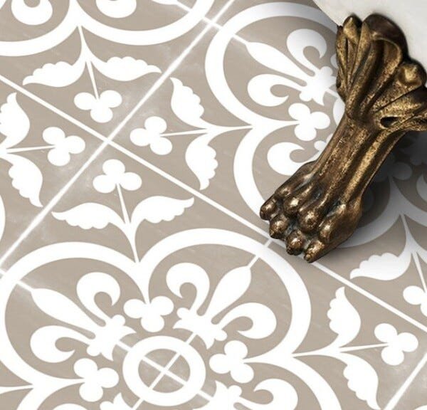 Adesivo para piso lavavel antiderrapante ladrilho bege Marrocos - 1