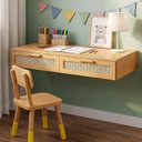 Ver imagem 1 de Escrivaninha Suspensa 120cm Madeira Maciça e Rattan Magna Kids Casatema MadeiraOriginals Marrom