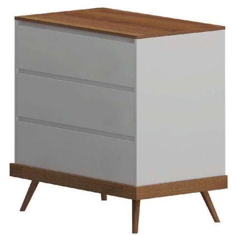 Cômoda Para Quarto Infantil 03 Gavetas Canção de Ninar Branco Acetinado - Divicar Móveis