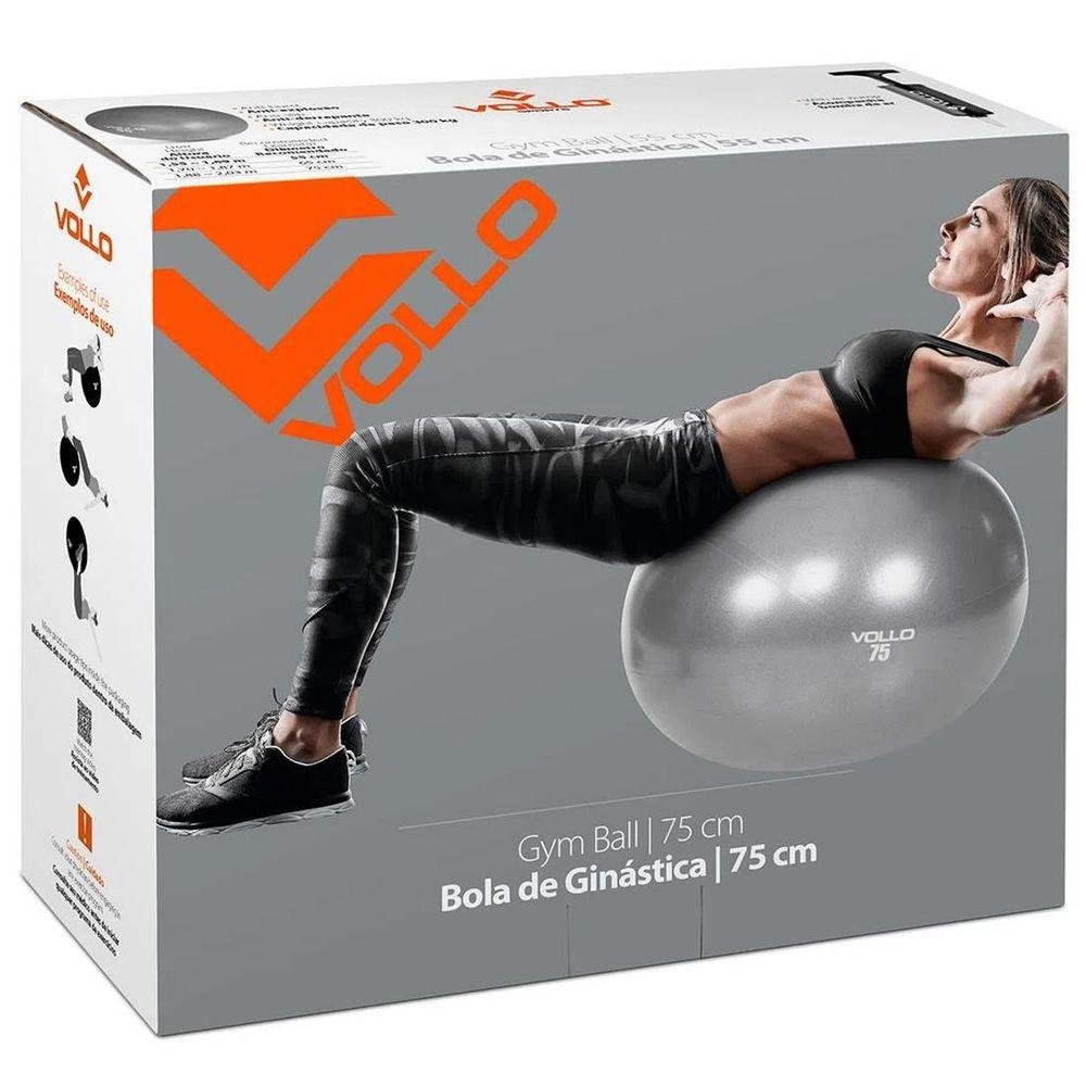 Bola Pilates com Bomba 75cm Vp1036 Vollo Cinza - 2