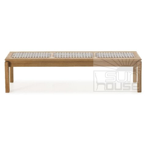 Banco Trama com 3 Lugares em Madeira Stain Jatoba com Assento em Corda Cor Areia 180cm - 64388