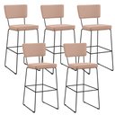 Ver imagem 1 de Kit 5 Banquetas Alta para Cozinha Sala de Jantar Base em Aço Fixa Allana L02 Linho Rosê - Lyam