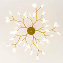 Ver imagem 3 de Lustre Teto 85cm Ramos de Árvore 45 Leds Luminária Metal Dourado Gimpo Ra-45-gold-lolli